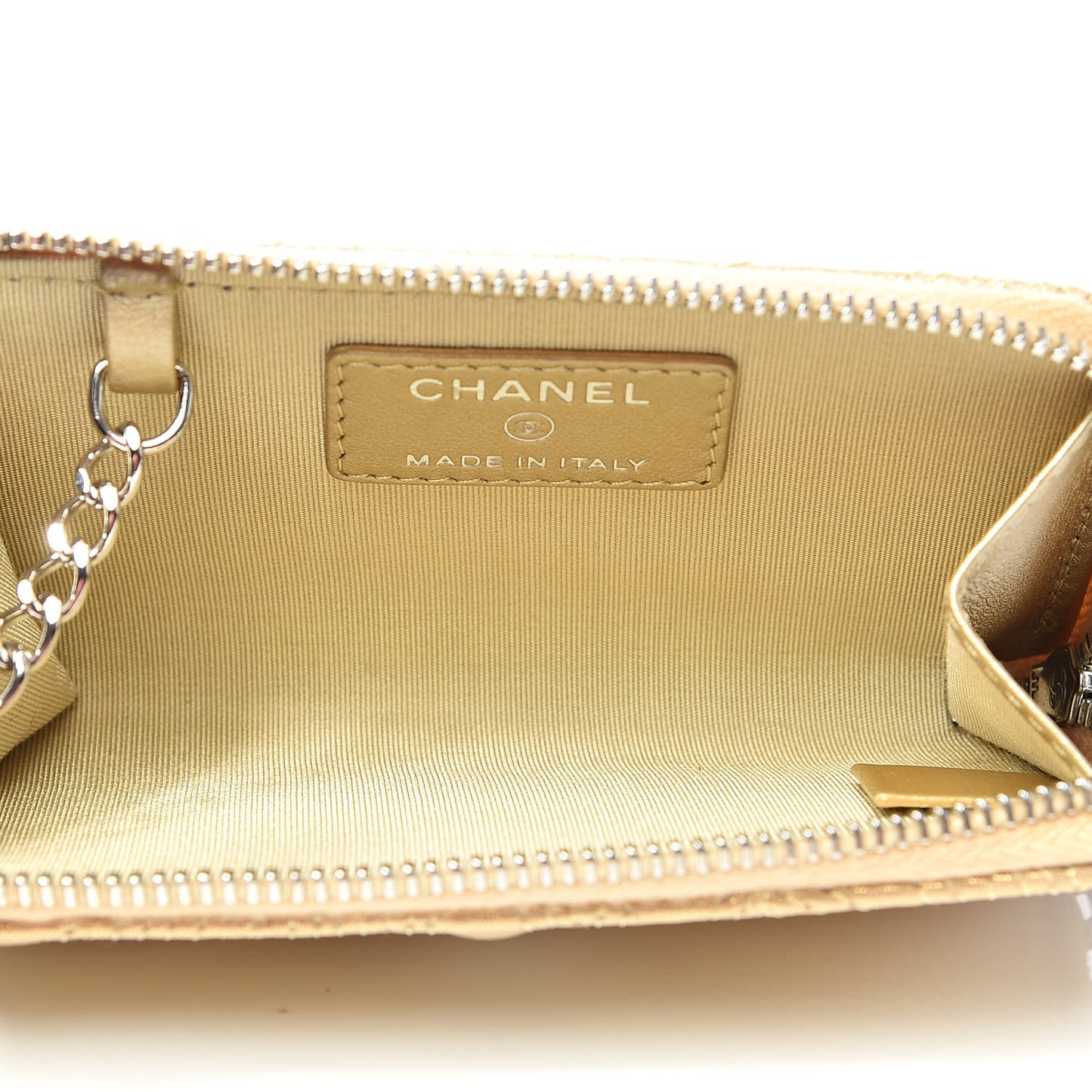 Metallic Lambskin Star Embossed Coin Key Pouch Gold
