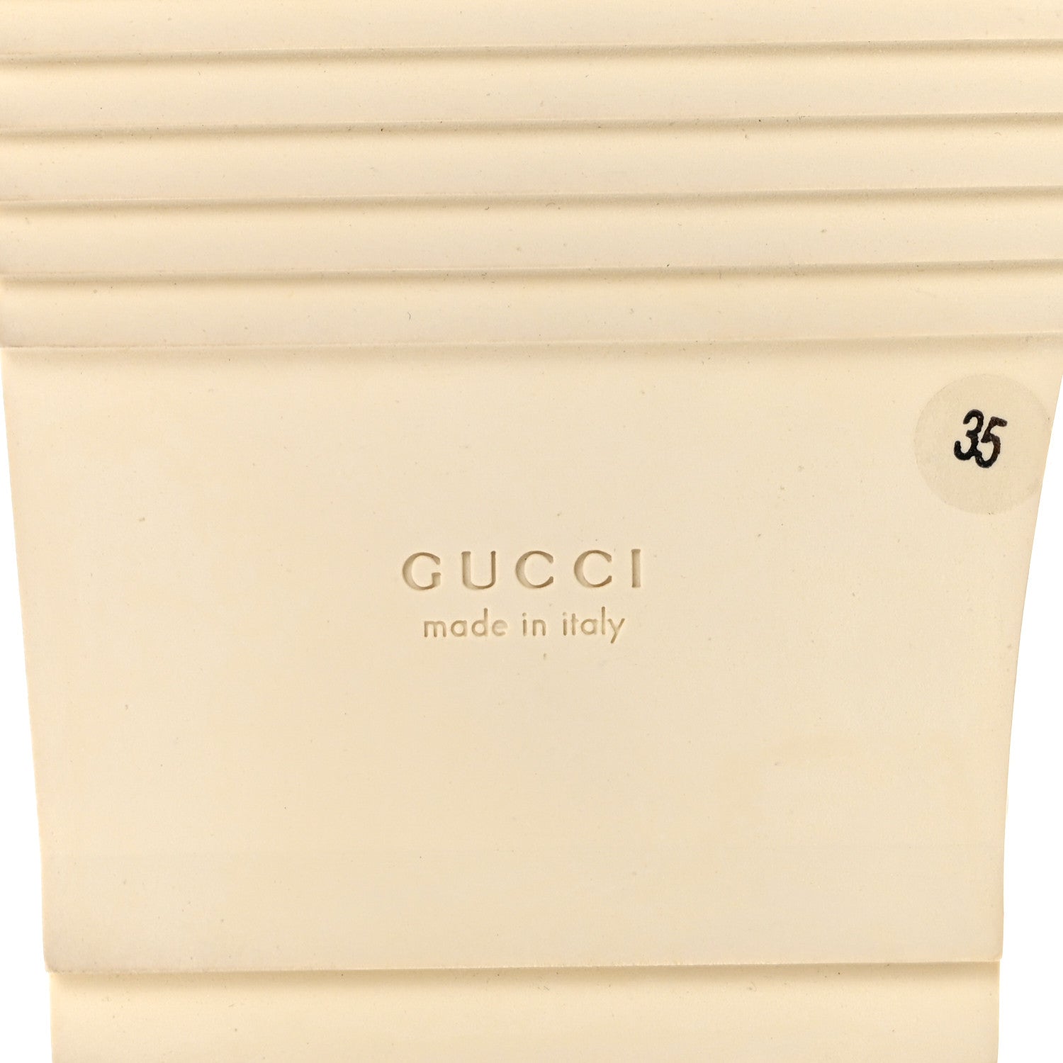 Gucci Calfskin Elizabeth Nappa Charlotte Logo Slingback Sandals 35 Mystic White Platino 7 of 11