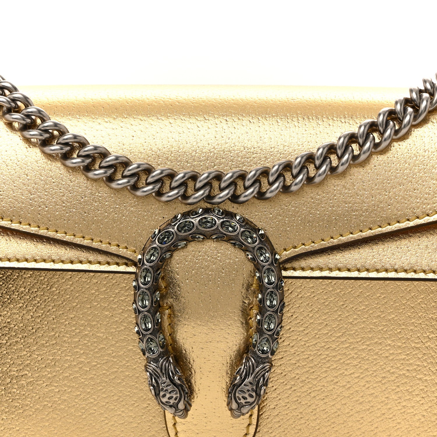 Gucci Metallic Textured Calfskin Crystal Small Dionysus Shoulder