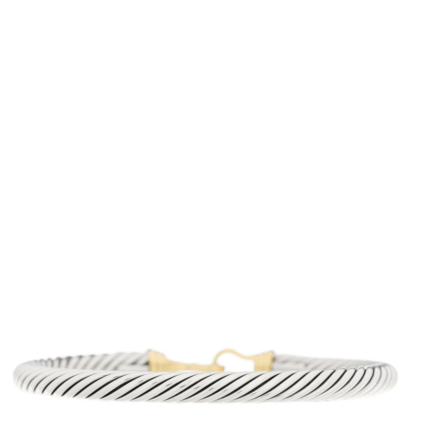 Sterling Silver 14K Yellow Gold 5mm Cable Classic Buckle Bracelet
