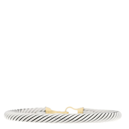 David Yurman Sterling Silver 14K Yellow Gold 5mm Cable Classic Buckle Bracelet 2 of 4