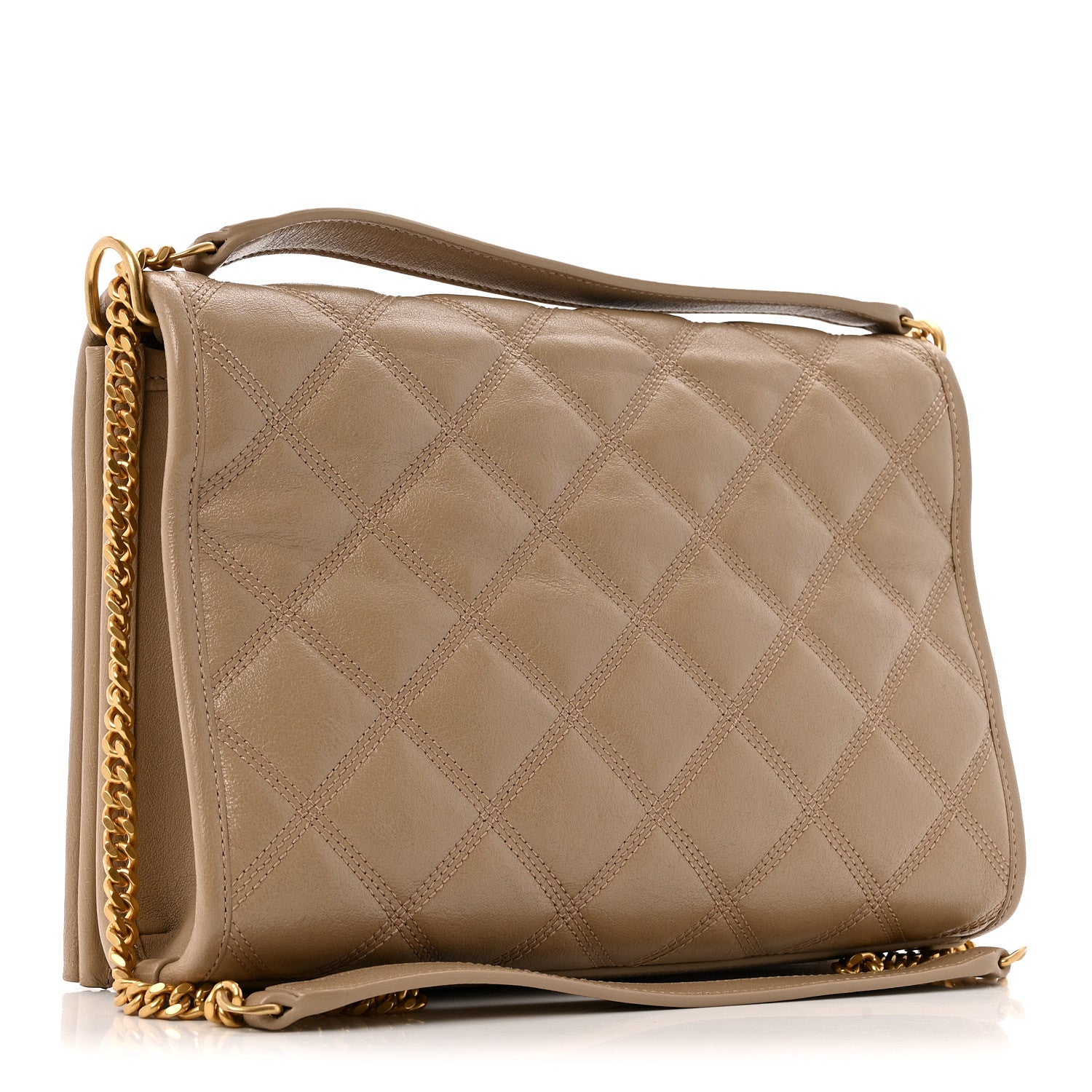Saint Laurent Lambskin Quilted Mini Becky Chain Bag Dark Beige 3 of 15