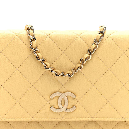 Chanel Caviar Quilted Studded CC Wallet on Chain WOC Yellow 8 of 11