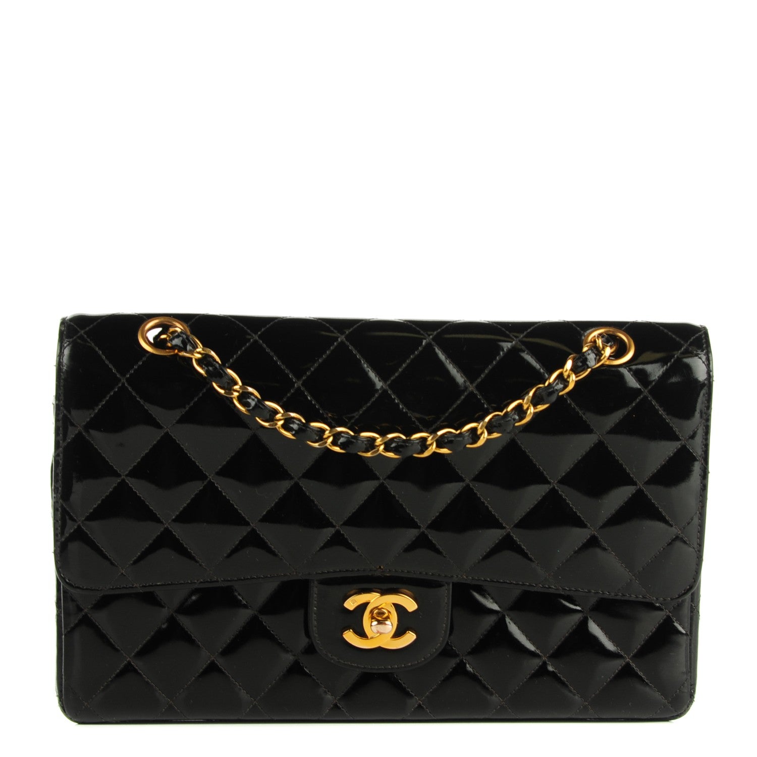 Chanel Patent Quilted Medium Double Flap Black 1 of 16