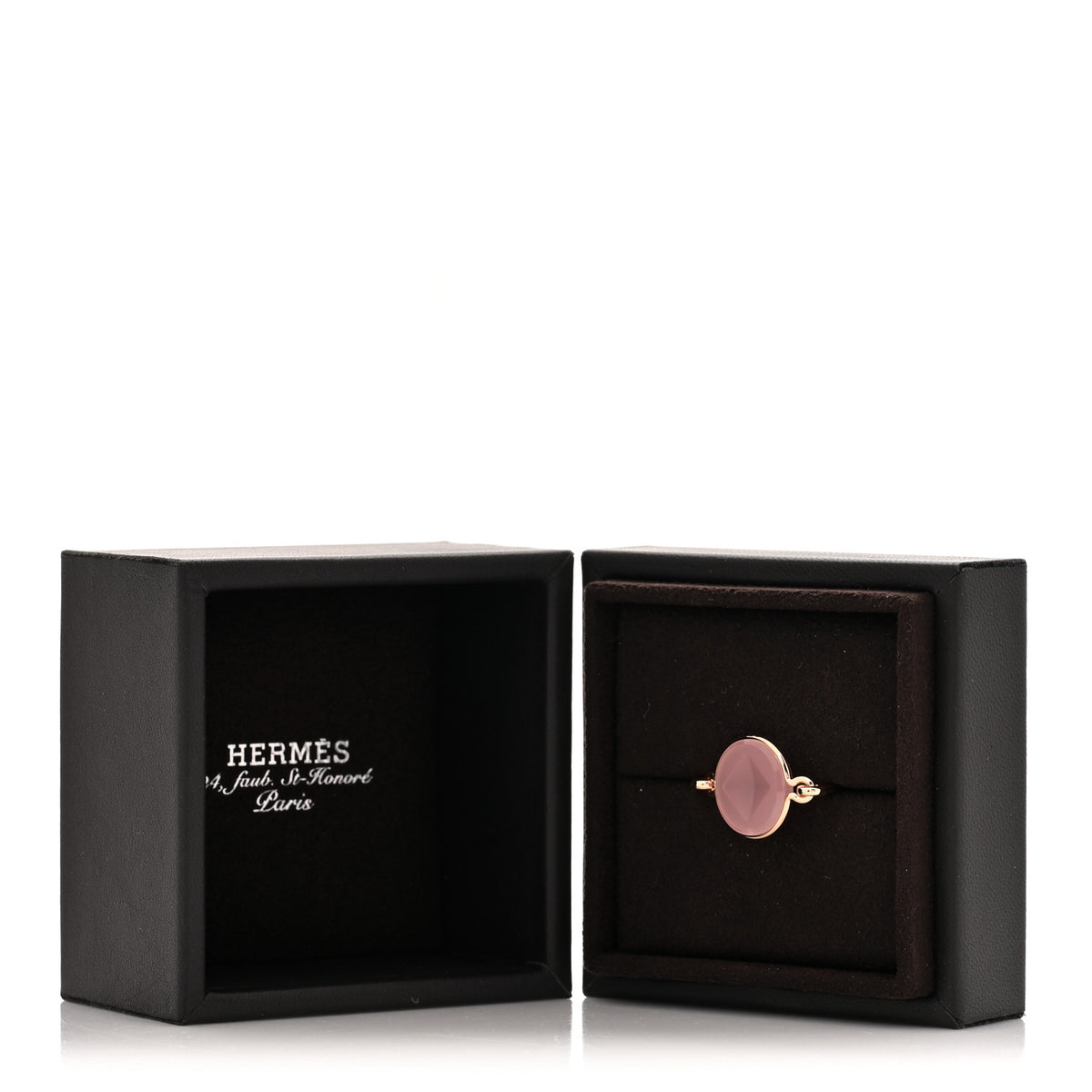 18K Rose Gold Pink Chalcedony Ex-Libris Ring 52 6
