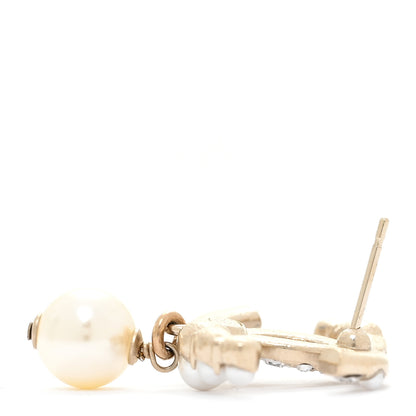 Chanel Crystal Pearl CC Drop Earrings Gold 5 of 6