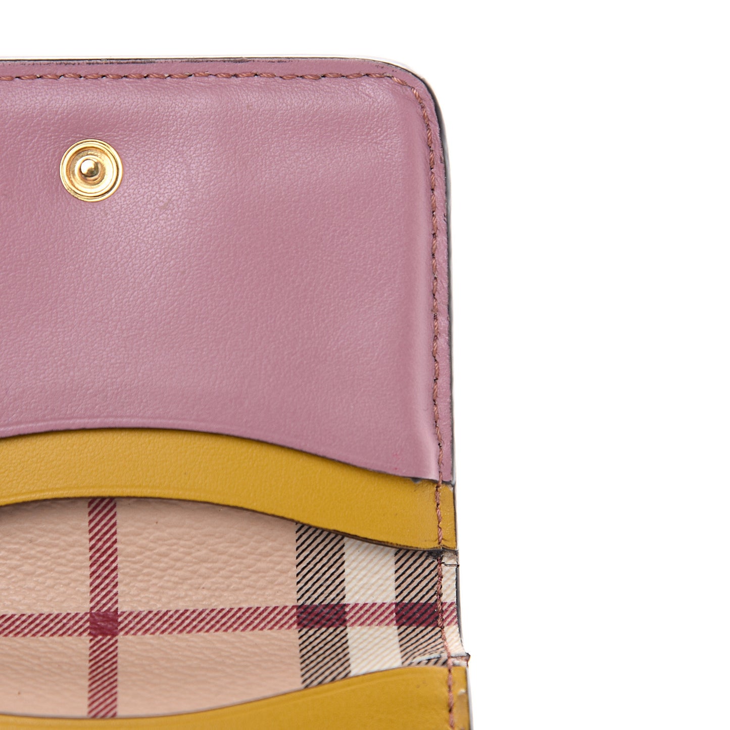 Soft Grain Calfskin Haymarket Check Camberwell Card Case Cinnamon Red Multi