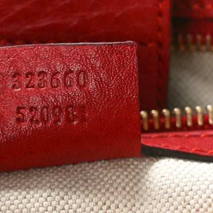 Gucci Pebbled Calfskin Medium Bamboo Shopper Tote Red 7 of 10