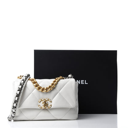 Chanel Goatskin Quilted Medium Chanel 19 Flap White 11 of 11