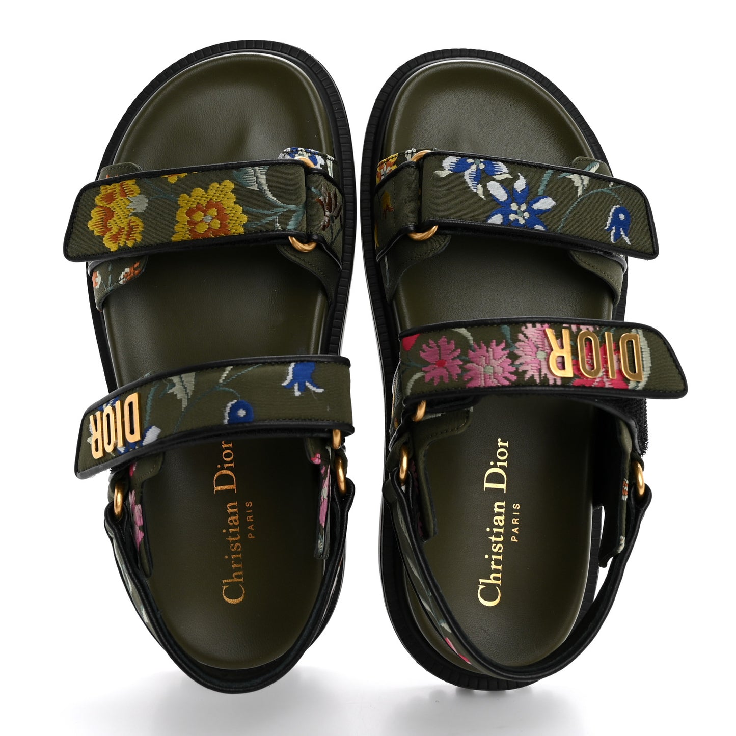 Technical Fabric Petites Fleurs Print Dioract Sandals 36 Kaki