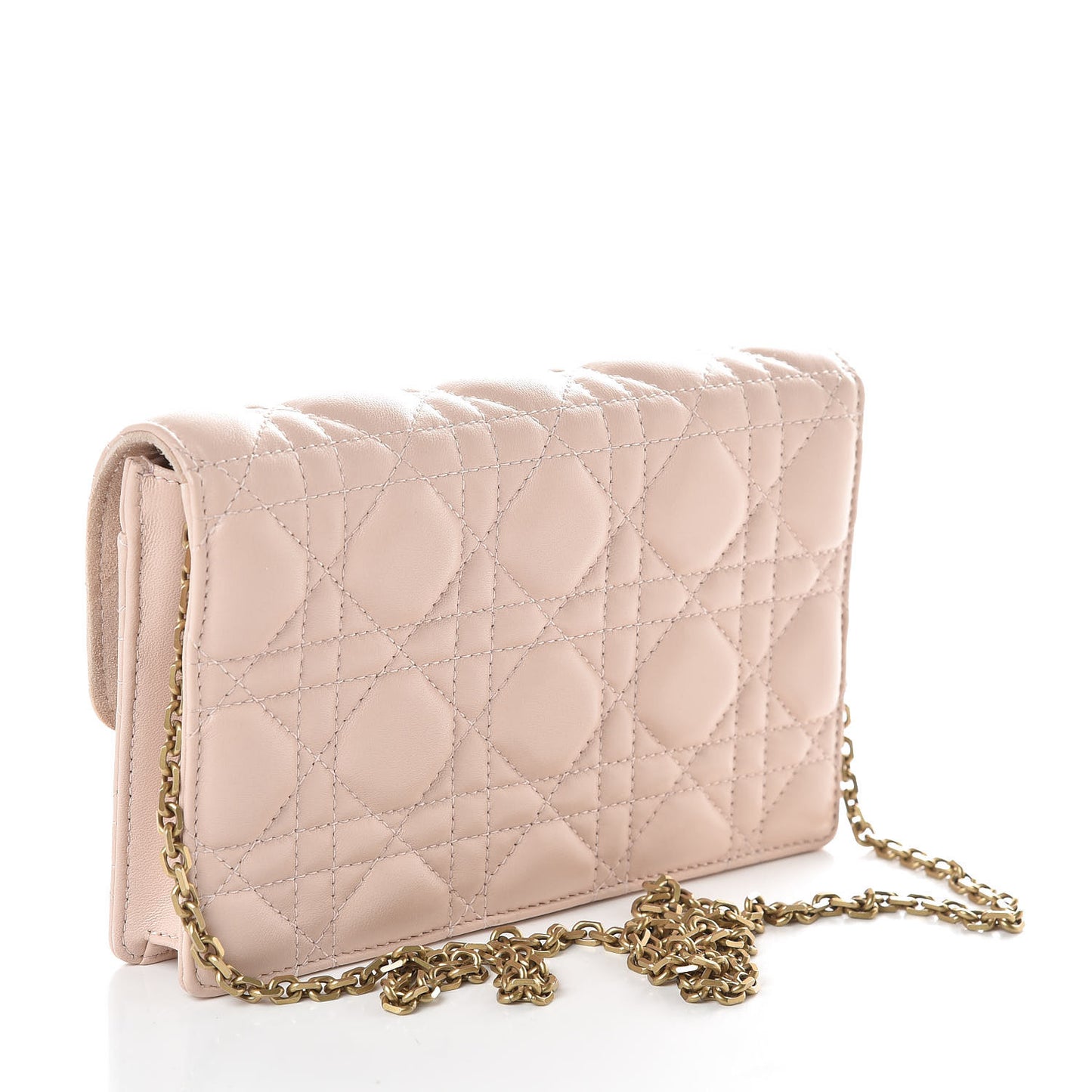 Lambskin Cannage Dioraddict Wallet On Chain Clutch Rose Poudre
