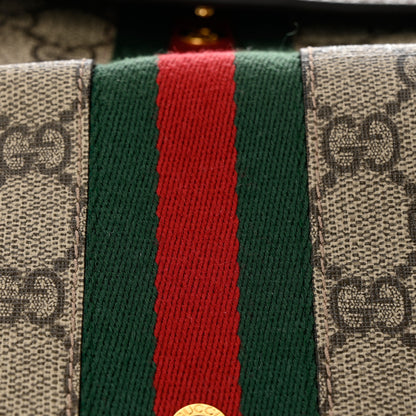 Gucci GG Supreme Monogram Web Ophidia French Flap Wallet Beige New Acero 7 of 9