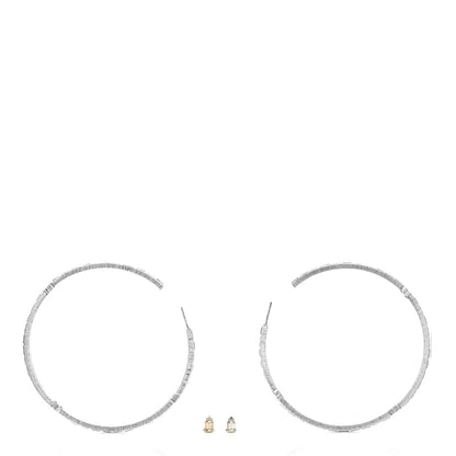 Chanel Baguette Crystal CC Hoop Earrings Silver 4 of 5