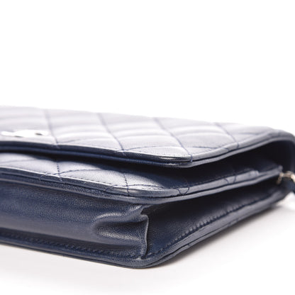 Chanel Lambskin Quilted Wallet On Chain WOC Blue 14 of 16