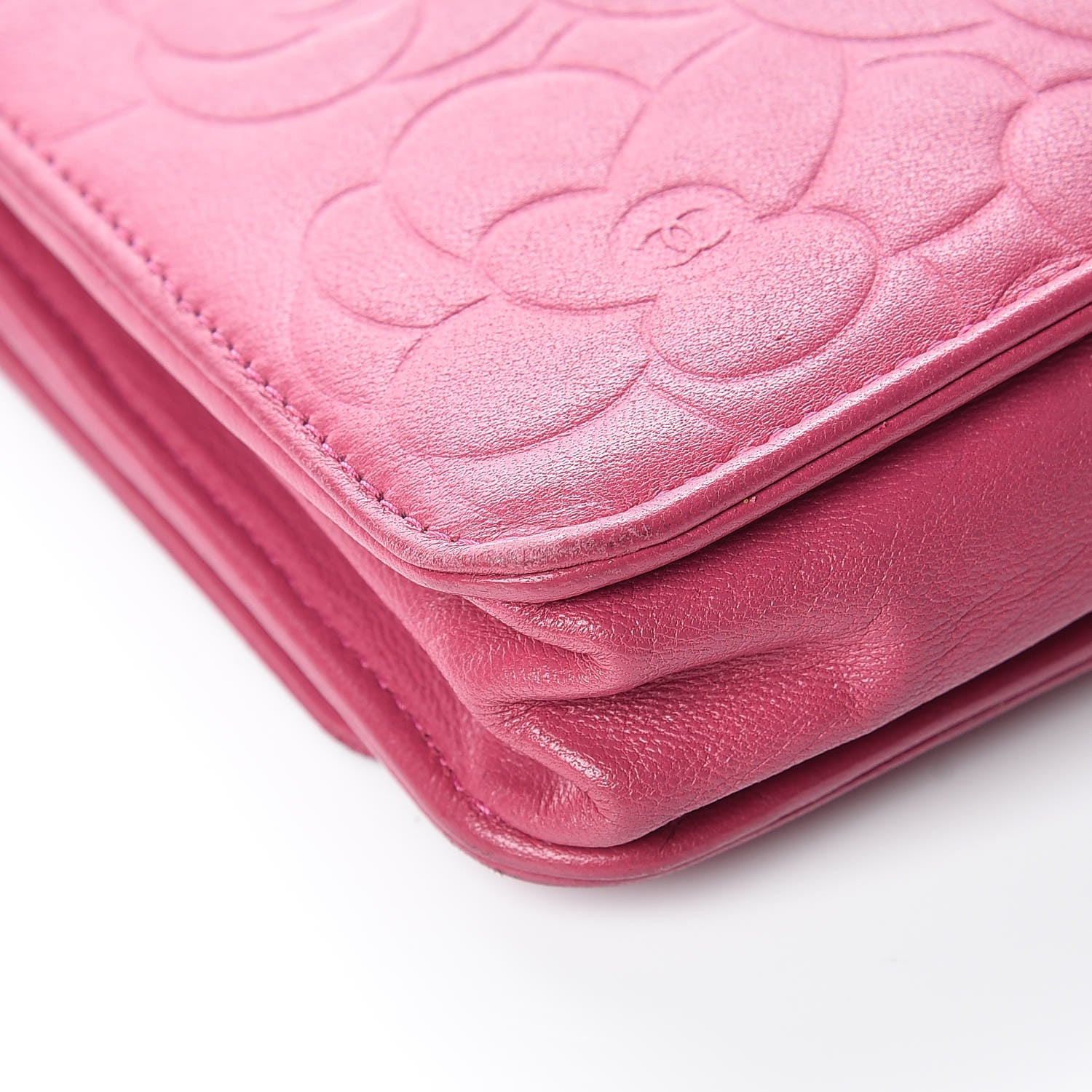 Chanel Caviar Camellia Embossed Wallet On Chain WOC Fuchsia 15 of 22