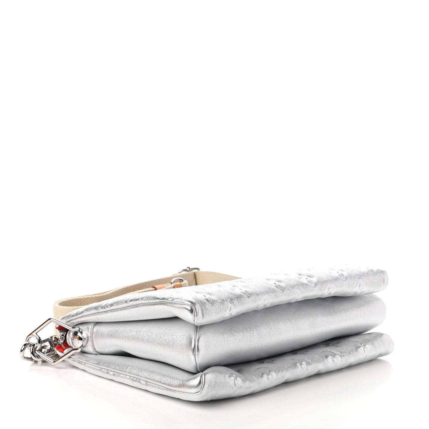 Metallic Lambskin Embossed Monogram Coussin PM Silver