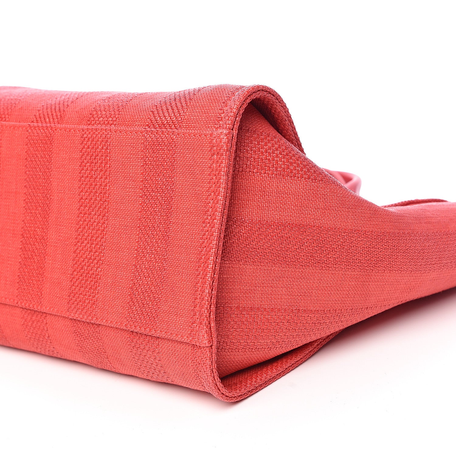 Chanel Straw Raffia Calfskin Striped Large Deauville Tote Red 9 of 11