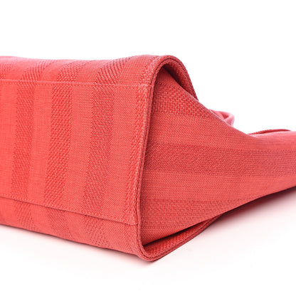Chanel Straw Raffia Calfskin Striped Large Deauville Tote Red 9 of 11