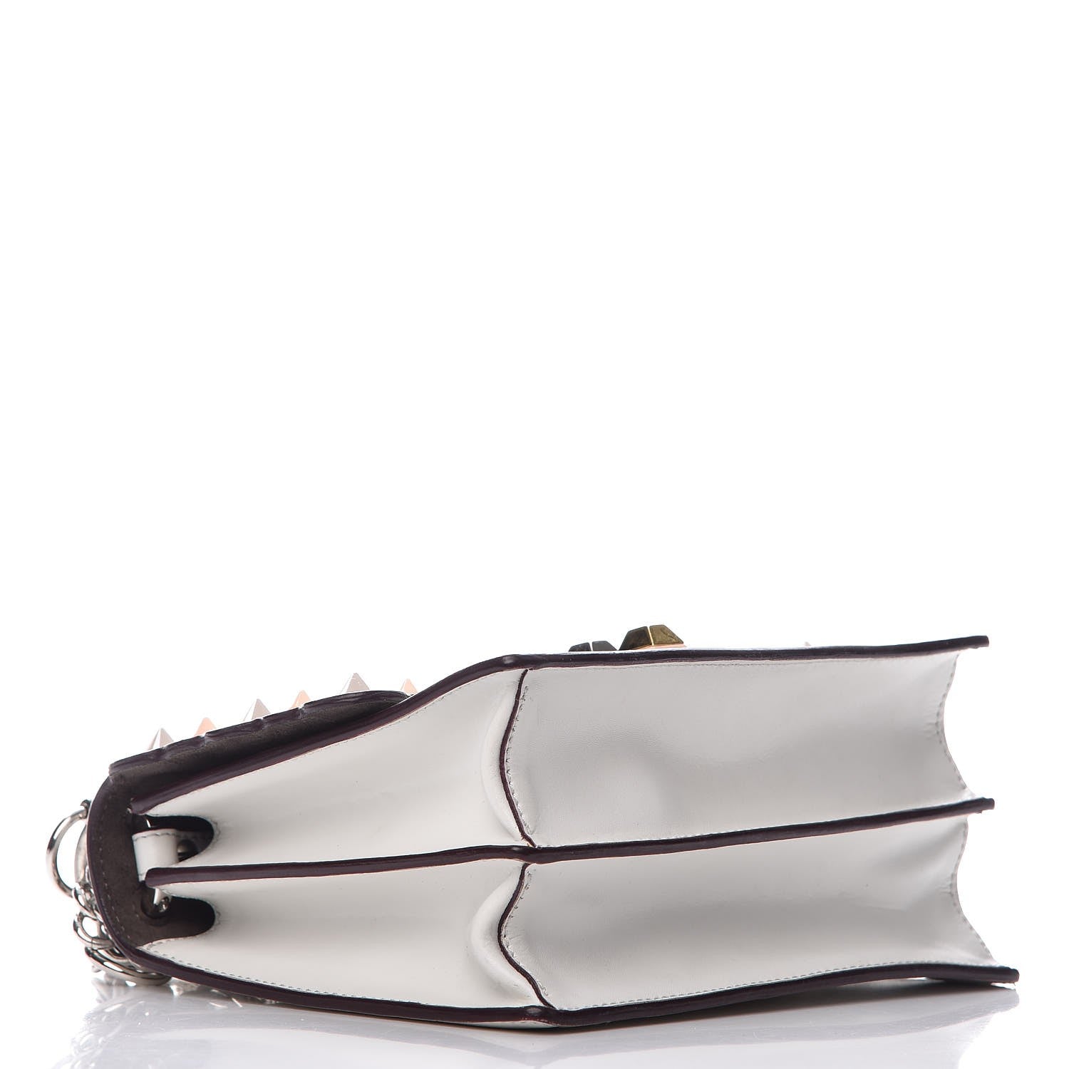 Fendi Vitello Liberty Scalloped Multi Studded Small Kan I Shoulder Bag White Ice Multicolor 4 of 12