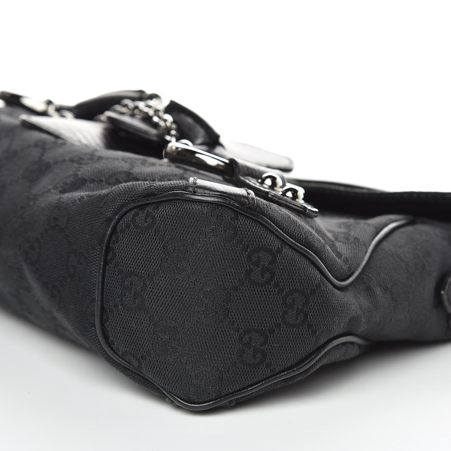 Monogram Horsebit Chain Flap Shoulder Bag Black