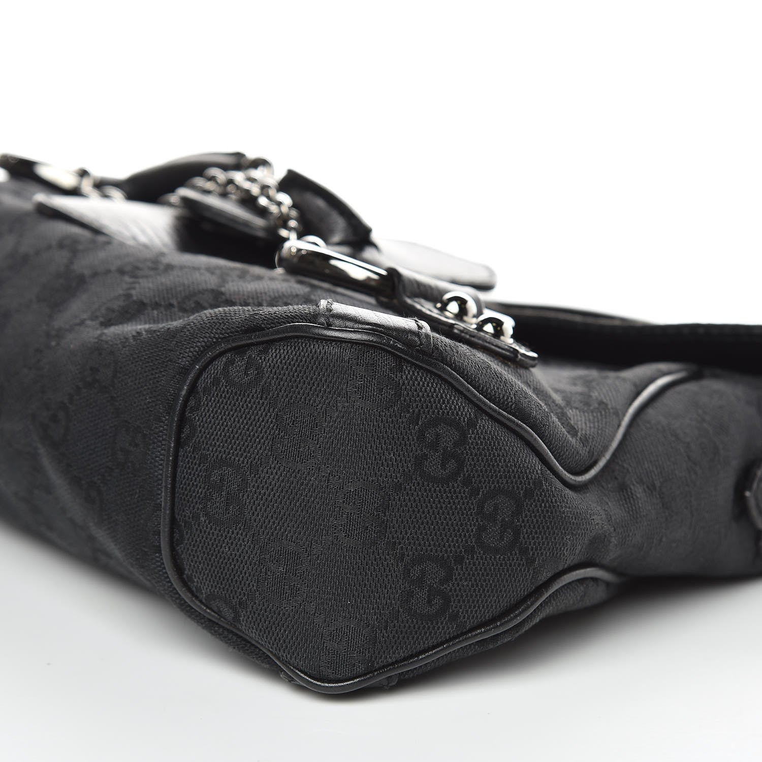 Gucci Monogram Horsebit Chain Flap Shoulder Bag Black 9 of 12