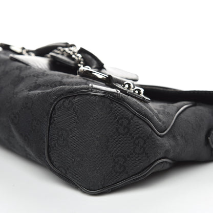 Gucci Monogram Horsebit Chain Flap Shoulder Bag Black 9 of 12