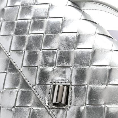 Bottega Veneta Metallic Nappa Intrecciato Long Andiamo Top Handle Silver 9 of 9