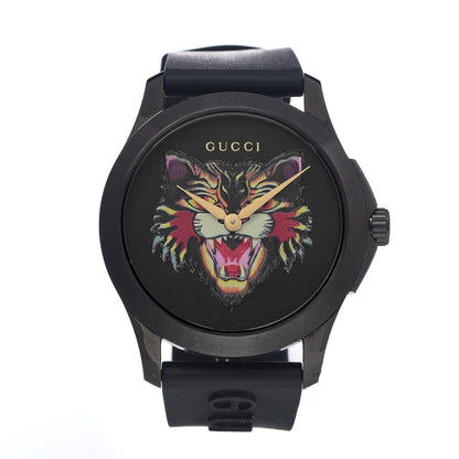 Gucci PVD Stainless Steel Rubber 38mm G-Timeless Angry Cat Quartz Watch Black 1 of 5