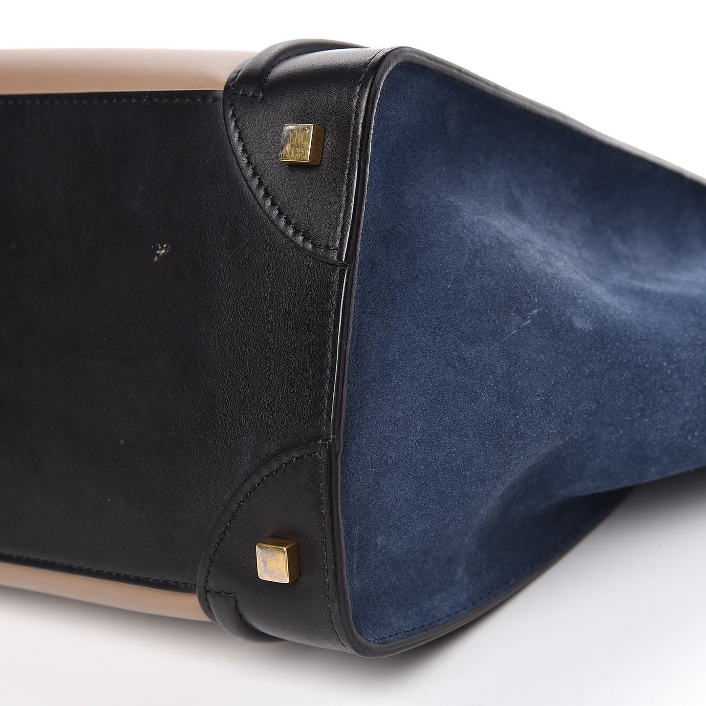 Smooth Calfskin Suede Mini Tri-Color Luggage Beige