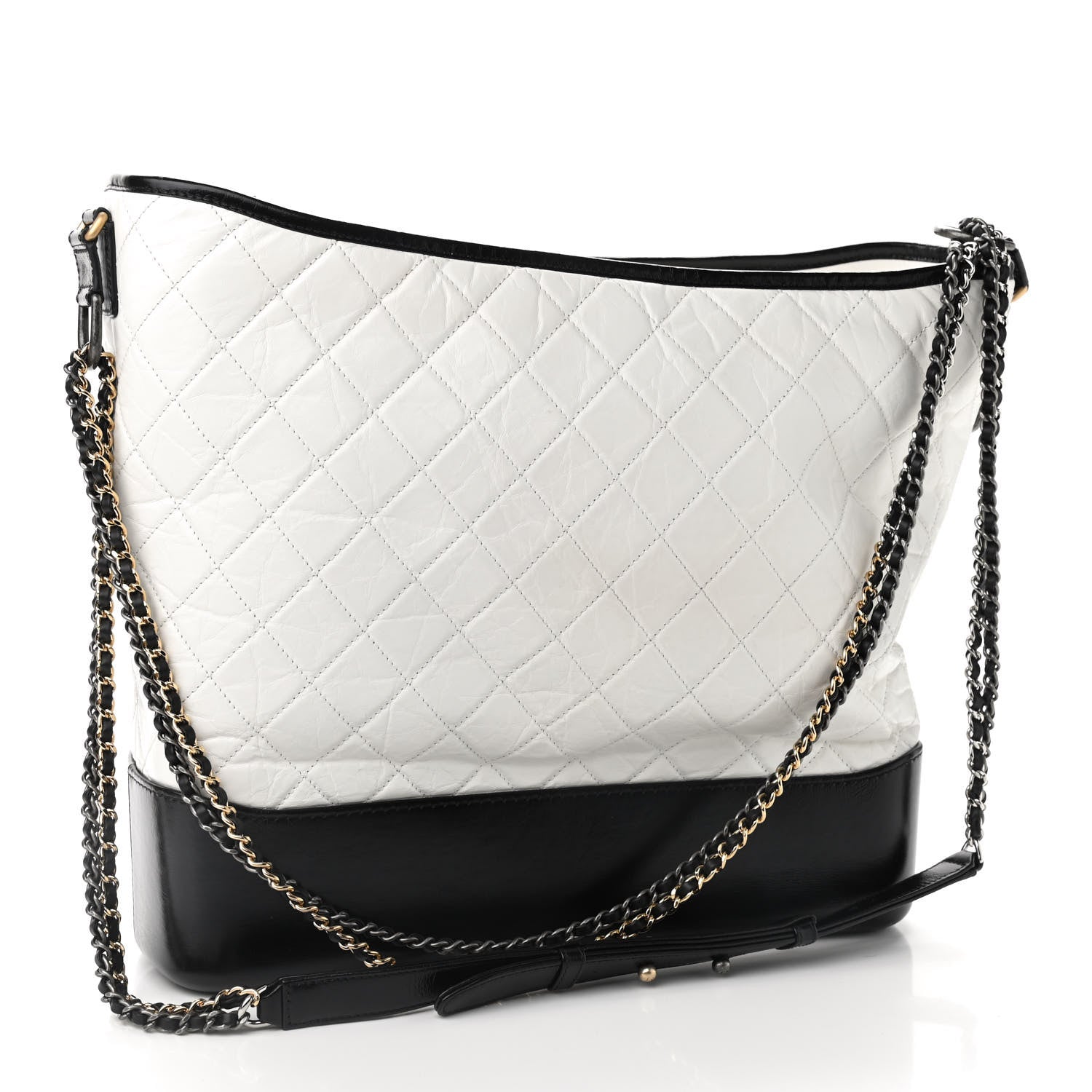 Chanel Aged Calfskin Quilted Maxi Gabrielle Hobo White Black 3 of 9
