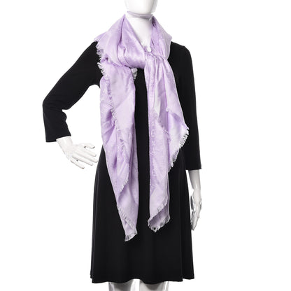 Louis Vuitton Silk Wool Monogram Shawl Mauve 2 of 4
