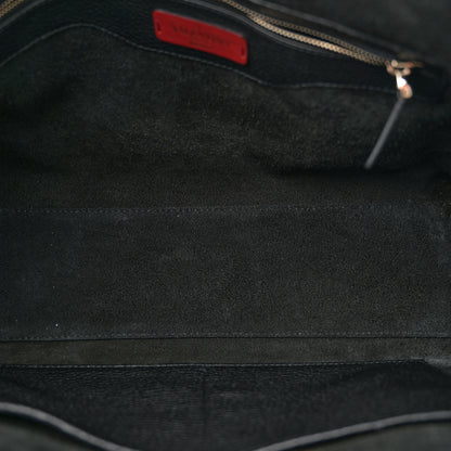 Valentino Garavani Grained Calfskin Rockstud Shoulder Tote Black 5 of 9