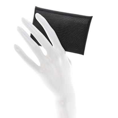 Hermes Lizard Calvi Card Case Black 2 of 7