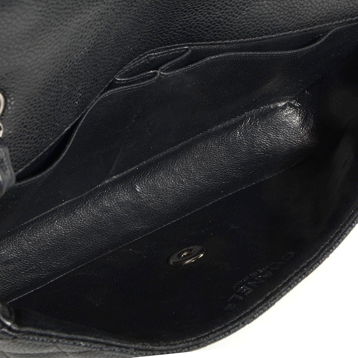 Caviar East West Flap Bag Black