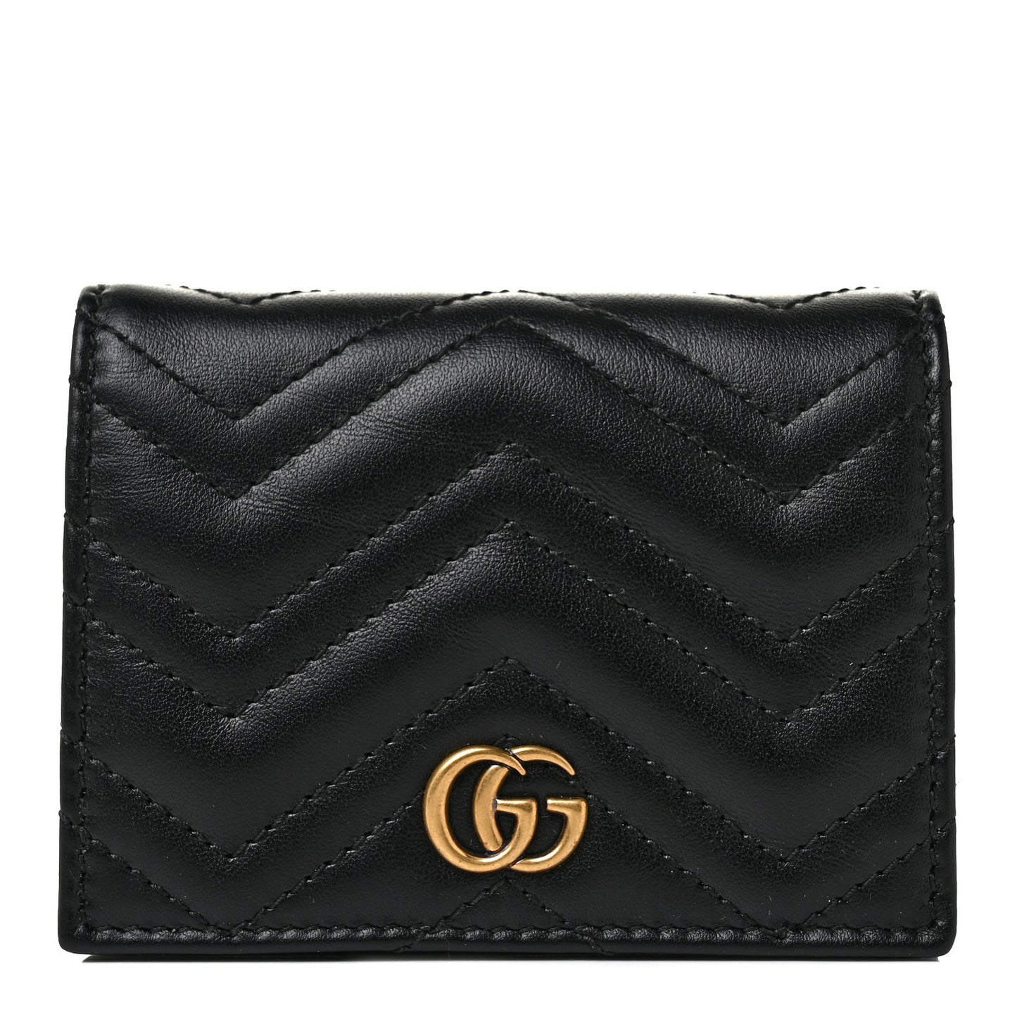 Calfskin Matelasse GG Marmont Card Case Wallet Black