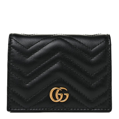 Gucci Calfskin Matelasse GG Marmont Card Case Wallet Black 1 of 9