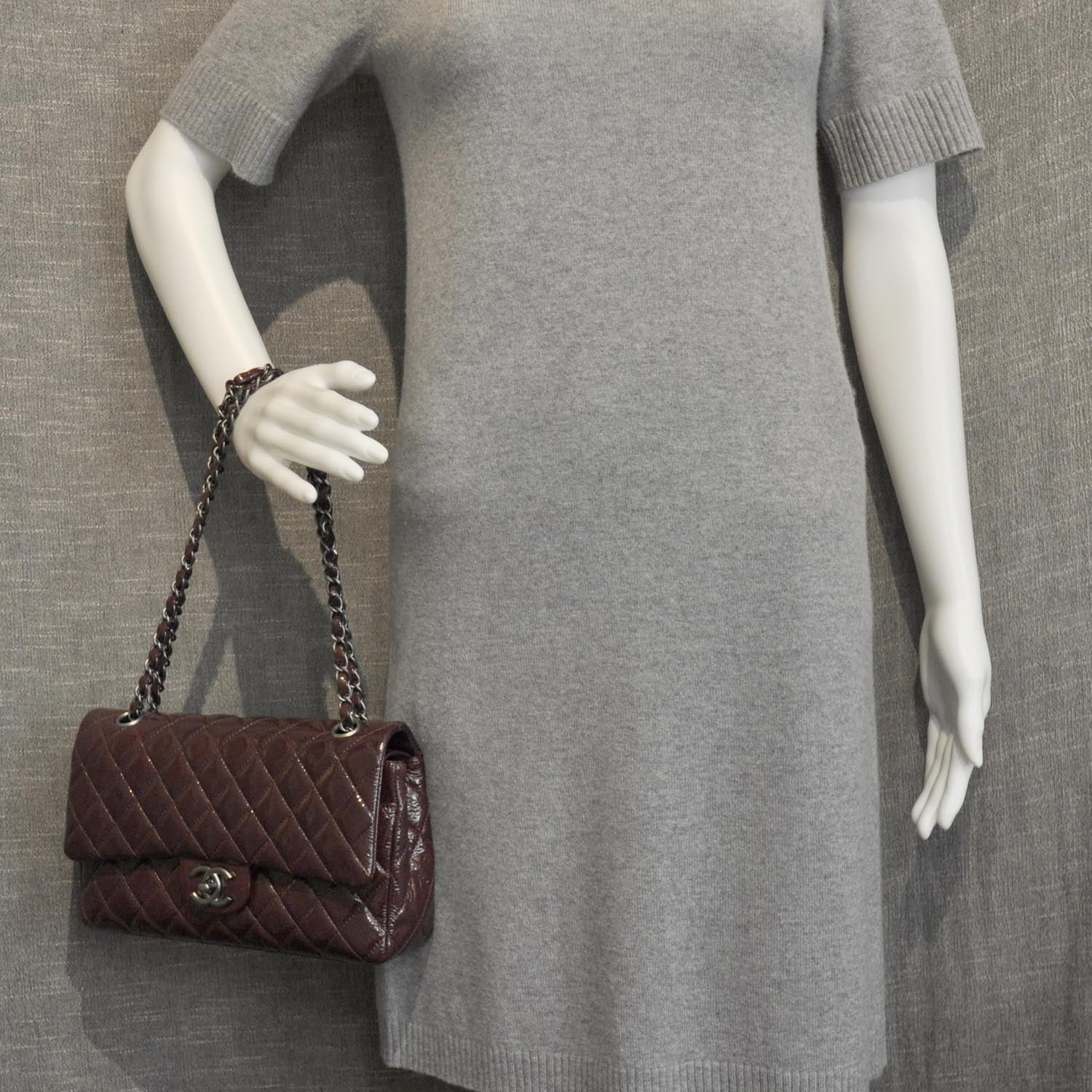 Chanel Patent Quilted Medium Double Flap Bordeaux 2 of 11