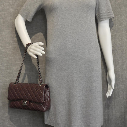 Chanel Patent Quilted Medium Double Flap Bordeaux 2 of 11