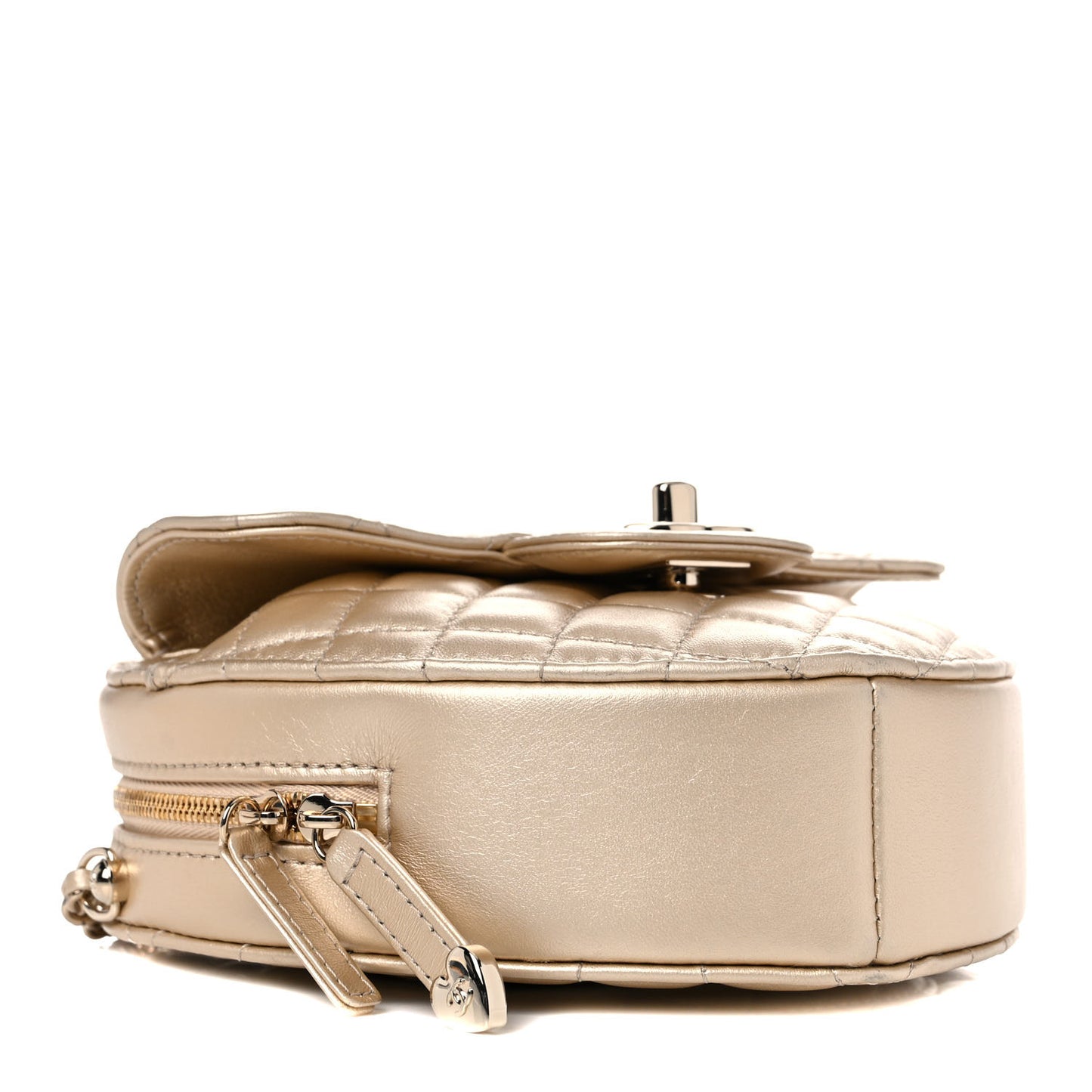 Metallic Lambskin Quilted CC In Love Heart Bag Gold