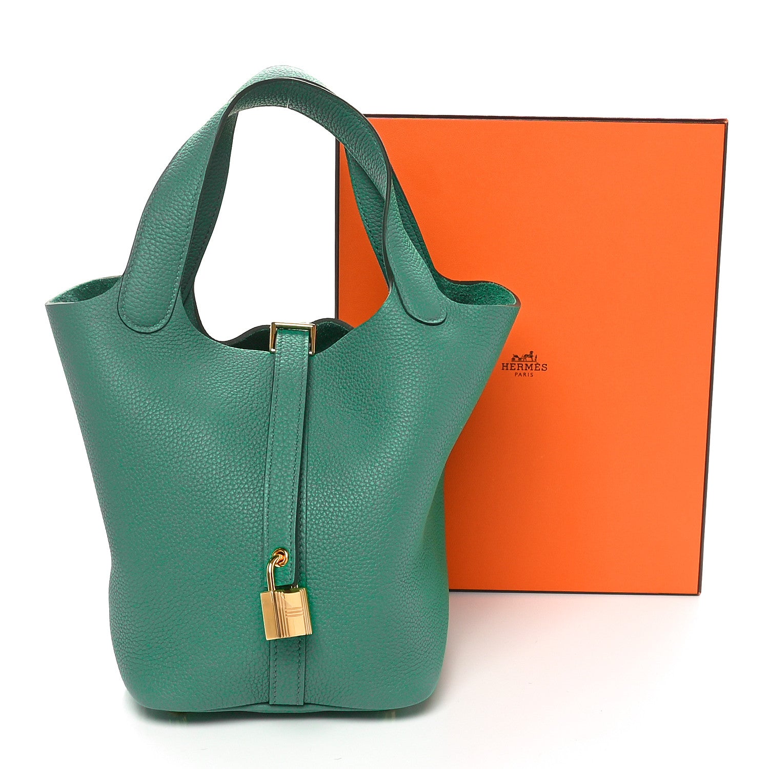 Hermes Taurillon Clemence Picotin Lock 18 PM Vert Jade 1607938