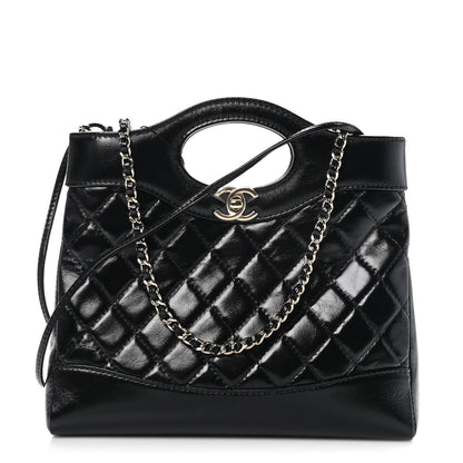 Chanel Shiny Crumpled Calfskin Quilted Mini 31 Shopping Bag Black 1 of 11