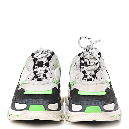 Balenciaga Fabric Mesh Womens Triple S Sneakers 38 White Green Fluo Black 2 of 18