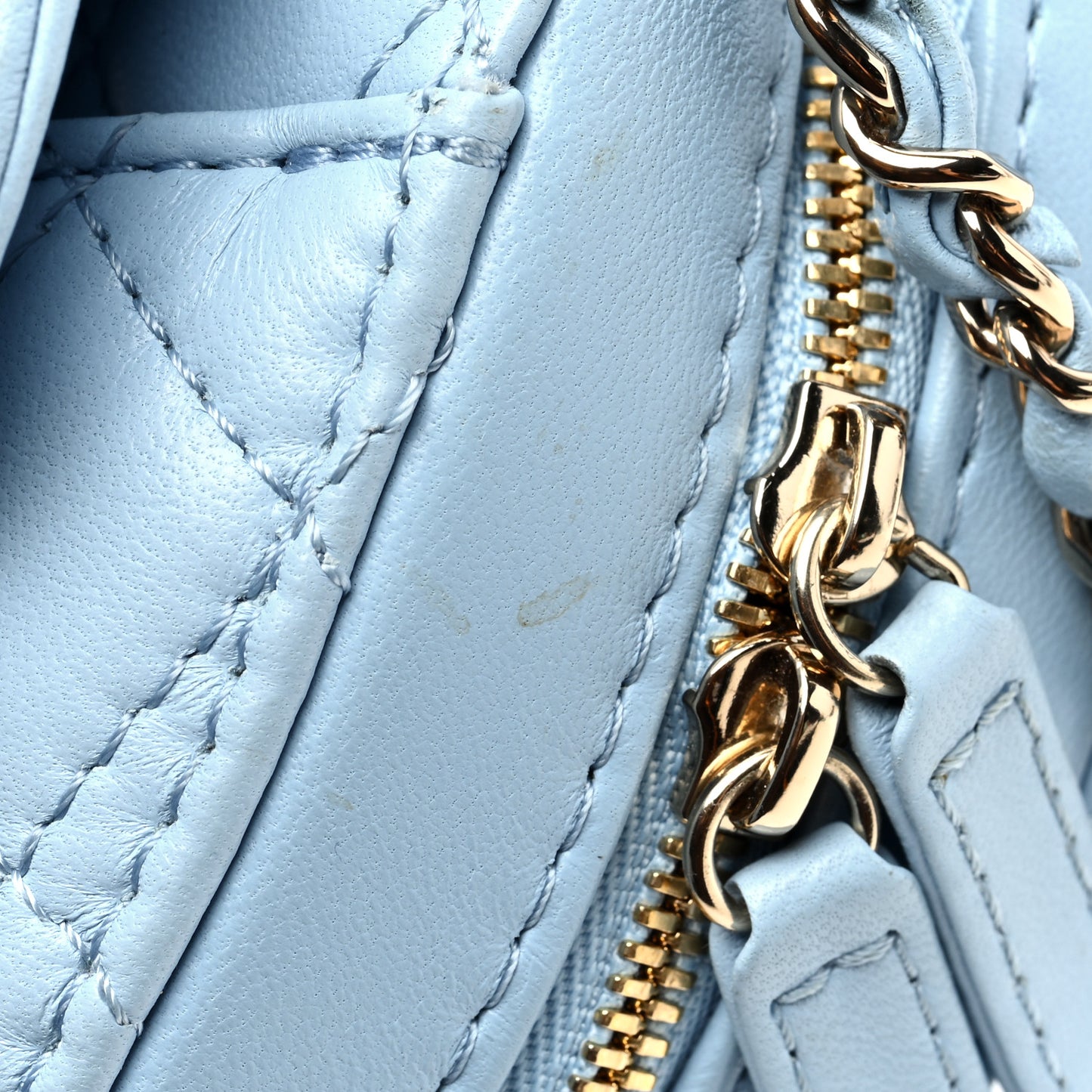 Lambskin Quilted CC In Love Heart Bag Light Blue