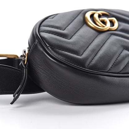 Gucci Calfskin Matelasse GG Marmont Belt Bag 85 34 Black 9 of 10