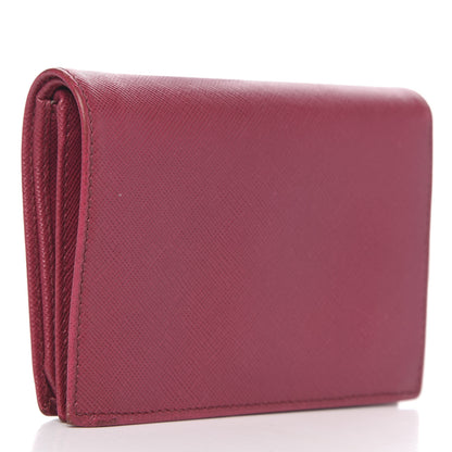 Prada Saffiano Metal Bi-Fold Wallet Ibisco 3 of 11