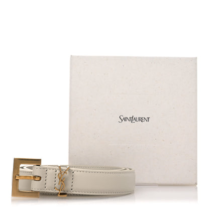 Saint Laurent Smooth Calfskin Monogram Square Buckle Belt 80 32 Blanc Vintage 6 of 6