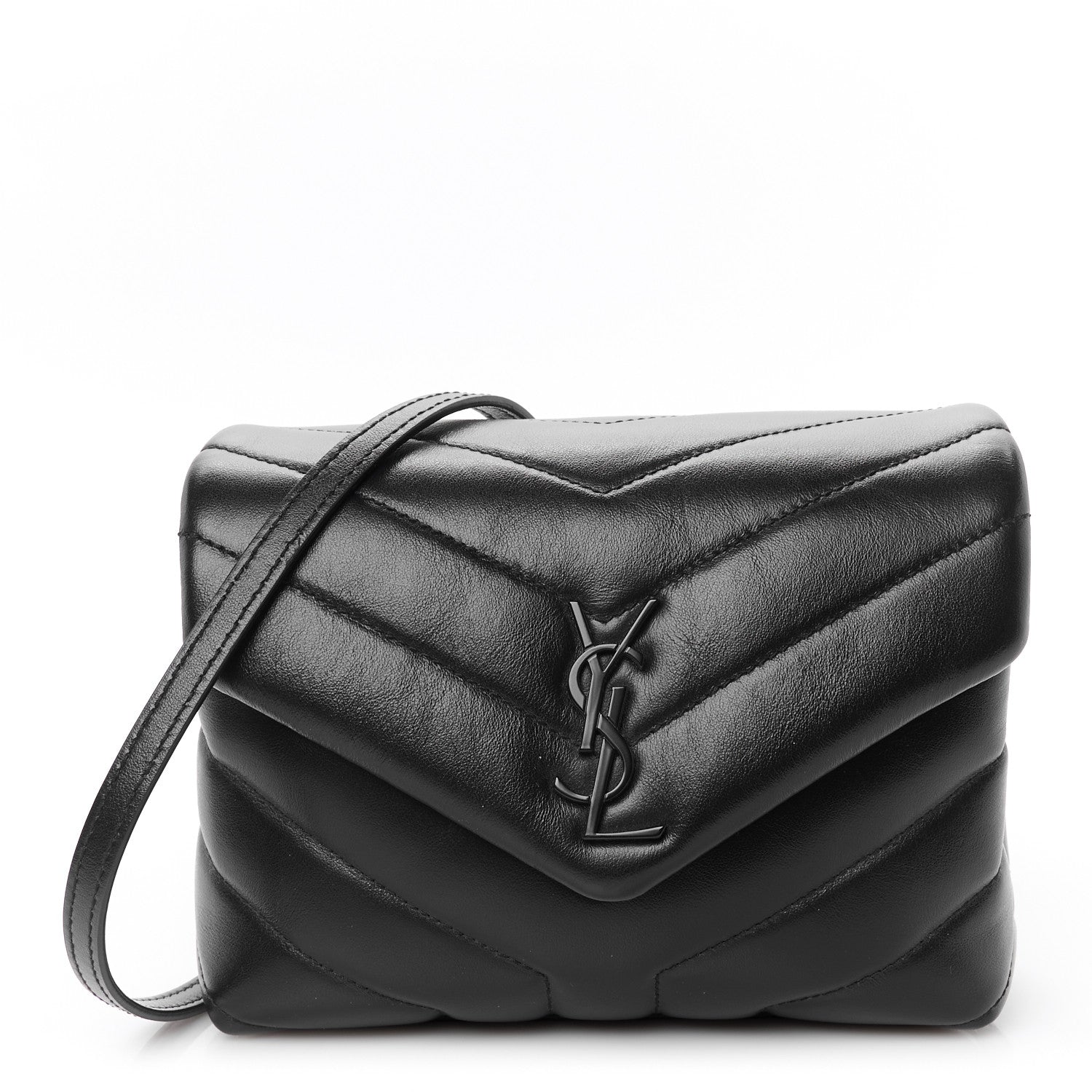 Saint Laurent Calfskin Y Quilted Monogram Monochrome Toy Loulou Crossbody Bag Black 1 of 12