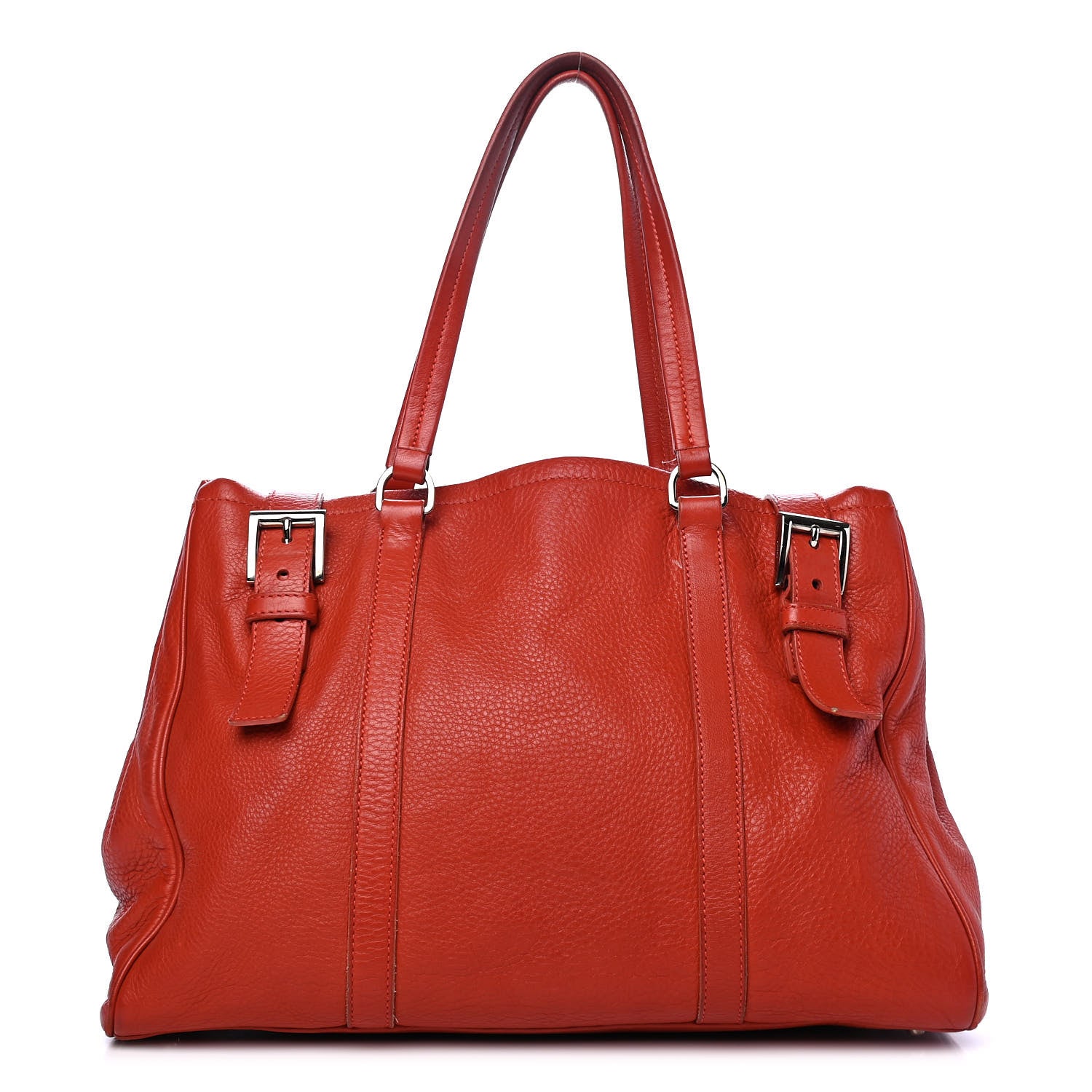 Prada Vitello Daino Buckle Shoulder Bag Rosso 1 of 5
