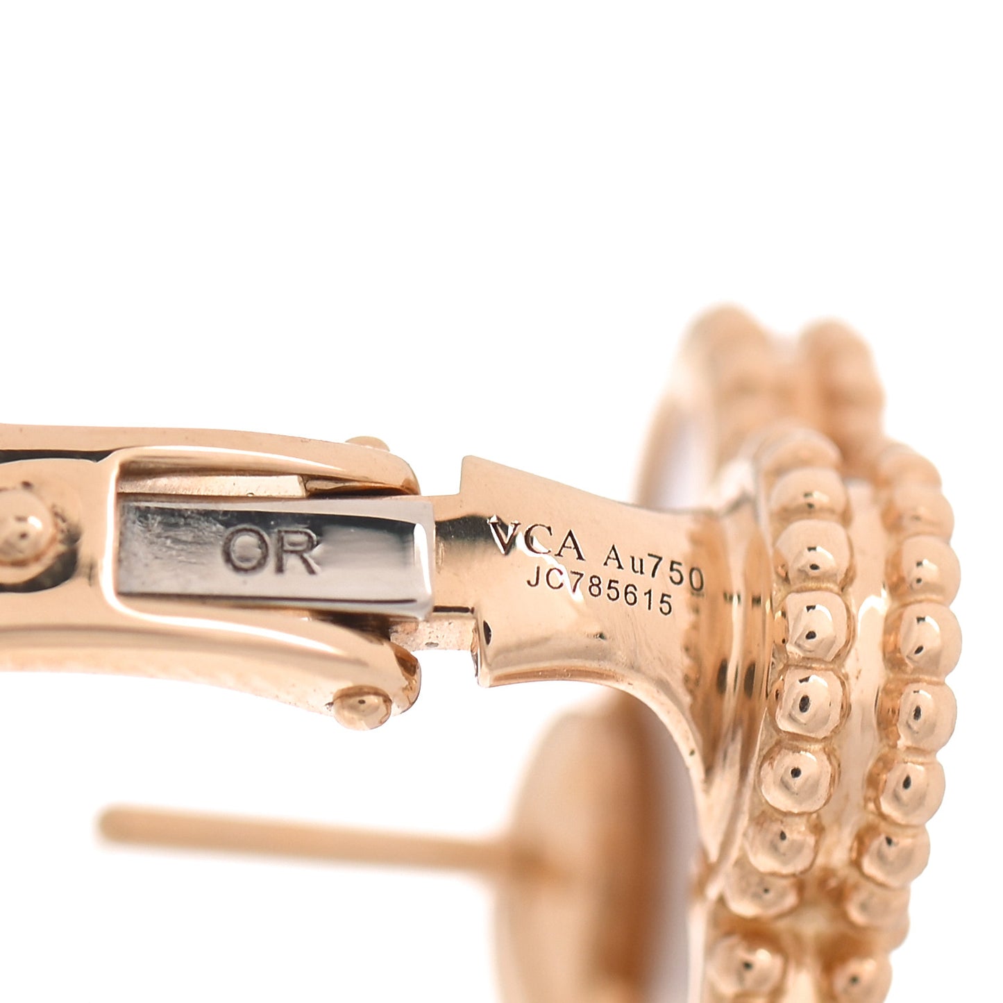 18K Yellow Gold Mother of Pearl Vintage Alhambra Earrings
