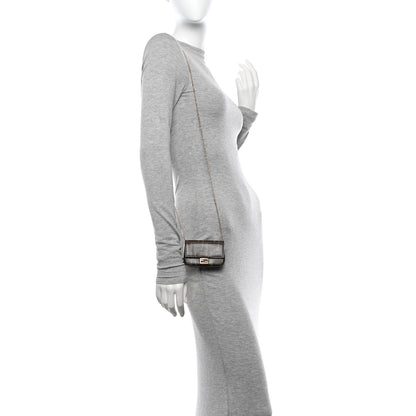 Fendi Glazed Fabric FF 1974 Nano Baguette Charm Mogano Panna 2 of 11